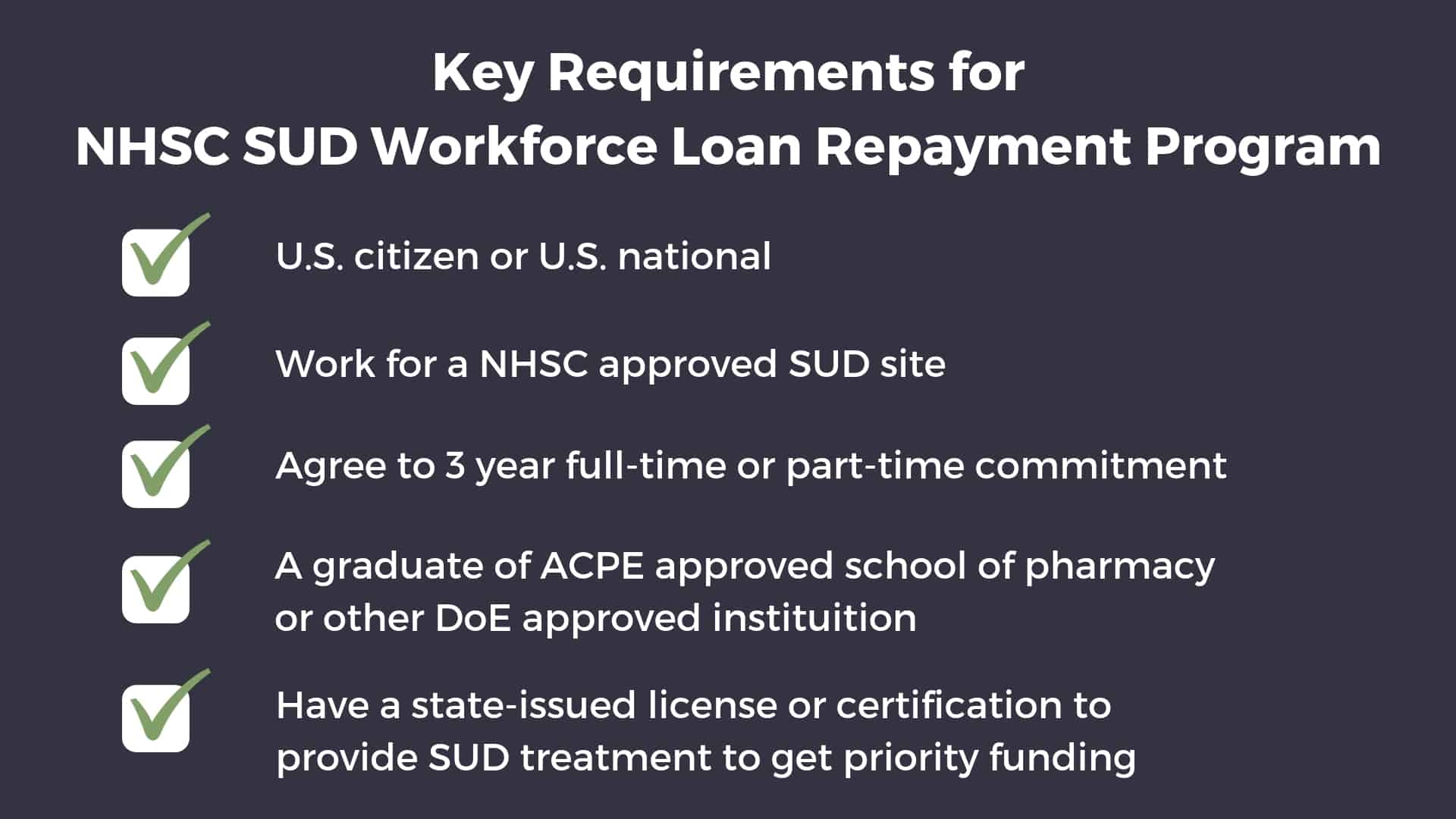 substance use disorder workforce loan repayment program